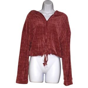 Style Rack Pink Zip-Up Cropped Hooded Sweater Jacket Size Small